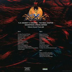 Ys II: Ancient Ys Vanished: The Final Chapter Ścieżka dźwiękowa (Falcolm Sound Team jdk.) - Tylna strona okladki plyty CD