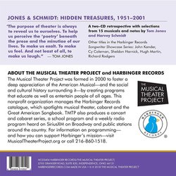 Jones & Schmidt - Hidden Treasures 1951-2001 Ścieżka dźwiękowa (Tom Jones, Harvey Schmidt) - Tylna strona okladki plyty CD
