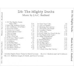 D3: The Mighty Ducks Ścieżka dźwiękowa (J.A.C. Redford) - Tylna strona okladki plyty CD