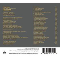 King Lear サウンドトラック (Philip Glass) - CD裏表紙