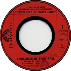 L'Horloger de Saint-Paul Soundtrack (Philippe Sarde) - cd-inlay