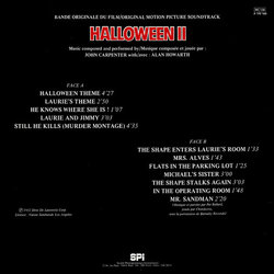 Halloween II Ścieżka dźwiękowa (John Carpenter, Alan Howarth) - Tylna strona okladki plyty CD