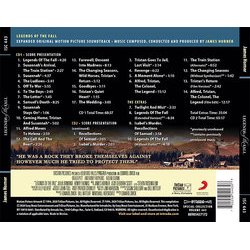 Legends of the Fall サウンドトラック (James Horner) - CD裏表紙