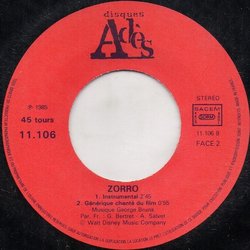 Zorro サウンドトラック (George Bruns, Jean Stout) - CDインレイ