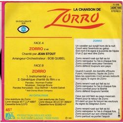 Zorro Ścieżka dźwiękowa (George Bruns, Jean Stout) - Tylna strona okladki plyty CD
