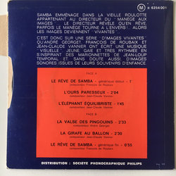 Le Mange Aux Images Ścieżka dźwiękowa (Franois De Roubaix, Andr Georget, Jean-Claude Vannier) - Tylna strona okladki plyty CD