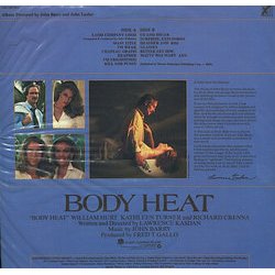 Body Heat Ścieżka dźwiękowa (John Barry) - Tylna strona okladki plyty CD