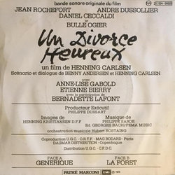 Un Divorce heureux Soundtrack (Philippe Sarde) - CD Achterzijde