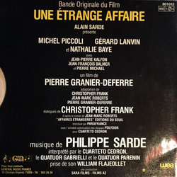 Une Etrange affaire Ścieżka dźwiękowa (Philippe Sarde) - Tylna strona okladki plyty CD