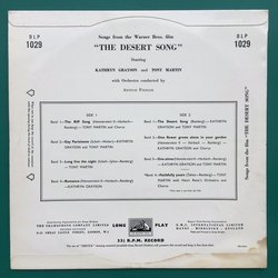 The Desert Song Soundtrack (Sigmund Romberg, Max Steiner) - CD Back cover