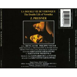 La Double vie de Vronique Ścieżka dźwiękowa (Zbigniew Preisner) - Tylna strona okladki plyty CD