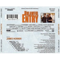 Unlawful Entry Ścieżka dźwiękowa (James Horner) - Tylna strona okladki plyty CD
