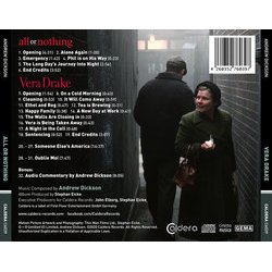 Vera Drake / All Or Nothing Soundtrack (Andrew Dickson) - CD Back cover