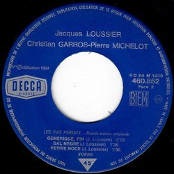 Les Pas perdus Ścieżka dźwiękowa (Jacques Loussier) - wkład CD