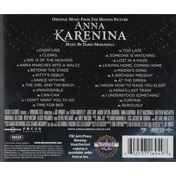 Anna Karenina Soundtrack (Dario Marianelli) - CD Back cover