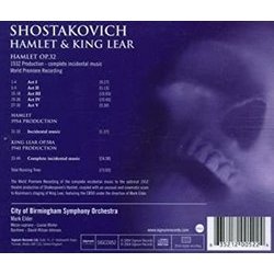 Hamlet Op 32: Compl Incidental Music Soundtrack (Dmitri Shostakovich) - CD Back cover