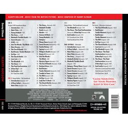 Sleepy Hollow Ścieżka dźwiękowa (Danny Elfman) - Tylna strona okladki plyty CD
