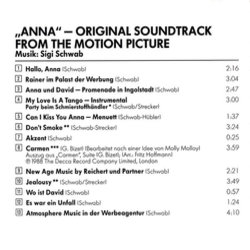 Anna Colonna sonora (Sigi Schwab) - Copertina posteriore CD