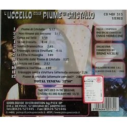L'Uccello Dalle Piume Di Cristallo Ścieżka dźwiękowa (Ennio Morricone) - Tylna strona okladki plyty CD