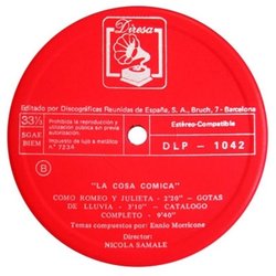 La Cosa Comica Ścieżka dźwiękowa (Ennio Morricone) - wkład CD