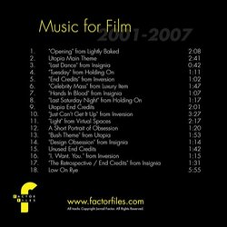 Music For Film: Soundtracks 2001-2007 Trilha sonora (Jarrod Factor) - CD capa traseira