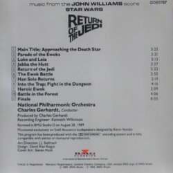 Return of the Jedi Soundtrack (Charles Gerhardt, John Williams) - CD Back cover