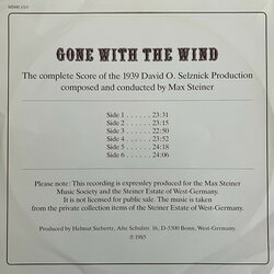 Gone With The Wind Ścieżka dźwiękowa (Max Steiner) - Tylna strona okladki plyty CD